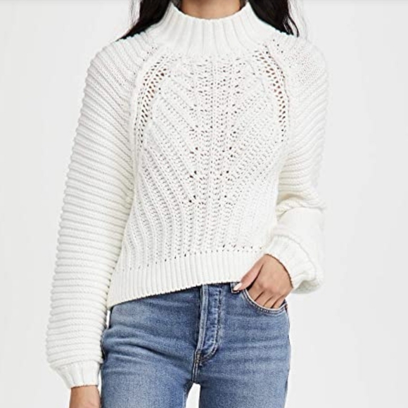 Free People Sweater Sweetheart Mock Neck Chunky Knit Ivory Sizes Sm Md & Lg NWT - Picture 6 of 12